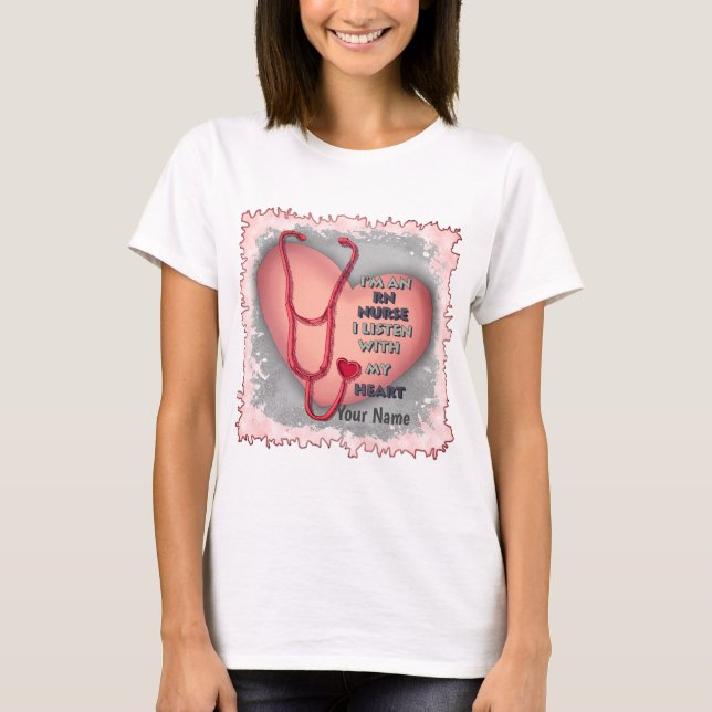 Red Heart RN Registered Nurse T-Shirt (Vorderseite)