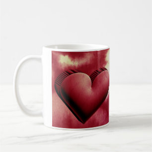 Red Heart Romantic 3D Watercolor Tasse
