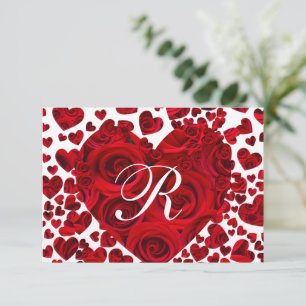 Red Heart Rose Wedding RSVP Karte