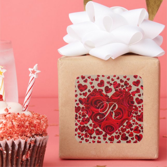 Red Heart Rose Wedding RSVP Quadratischer Aufkleber (Party)