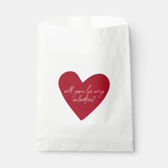 Red Heart Script Valentinstag Geschenktütchen (Vorderseite)