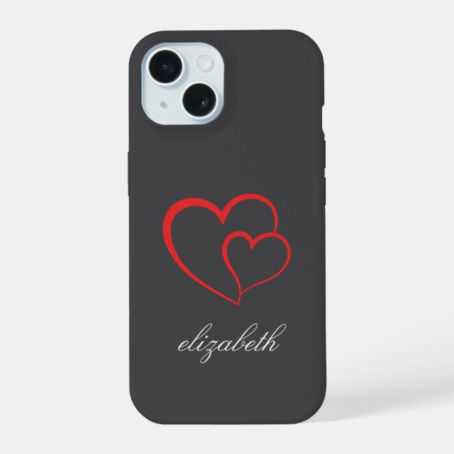 red heart shape colorful background personalized  iPhone 15 hülle (Rückseite)
