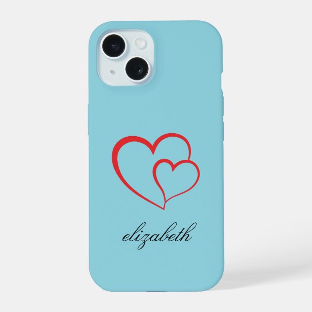 red heart shape colorful background personalized  iPhone 15 hülle (Rückseite)
