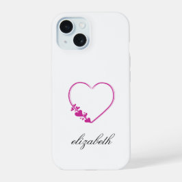 red heart shape withe background personalized  iPhone 15 hülle