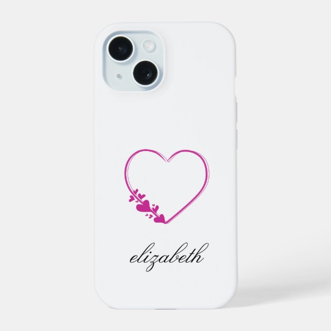 red heart shape withe background personalized  iPhone 15 hülle (Rückseite)