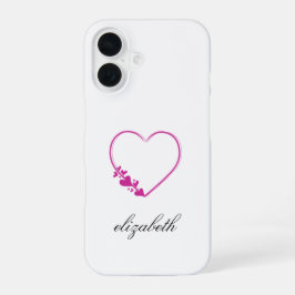 red heart shape withe background personalized  iPhone 16 hülle