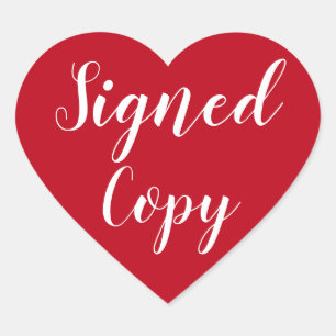 Red Heart signed Copy Romance Author Writer Herz-Aufkleber