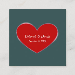 Red Heart Slate Gray Script Wedding Begleitkarte