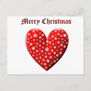 Red Heart Snowflakes Frohe Weihnachten Postkarte