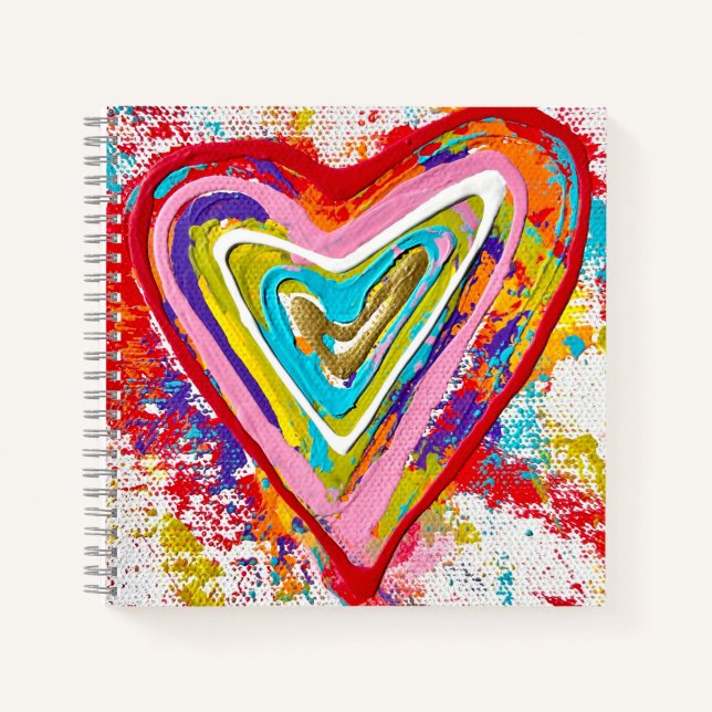 Red Heart Square Notebook Notizbuch (Vorderseite)