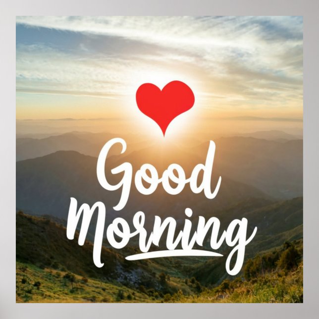 Red Heart Sunny Good Morgens Poster (Vorne)