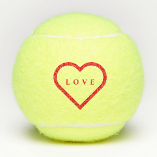 Red Heart Tennis Balls Geschenk mit Liebe Text Tennisbälle