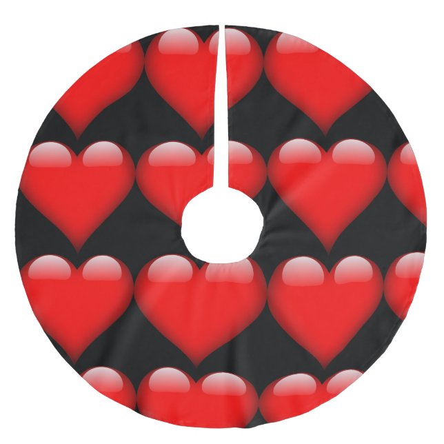 Red Heart Trendy Liebe Wedding Polyester Weihnachtsbaumdecke (Vorderseite)