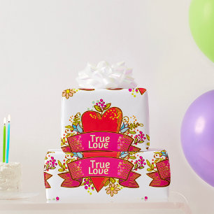 Red Heart True Love Geschenkpapier