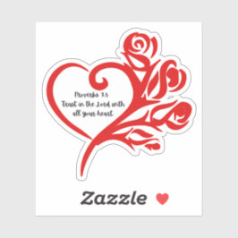 Red Heart ummantelt in Rose Verse Sprichwörter 3:5 Aufkleber