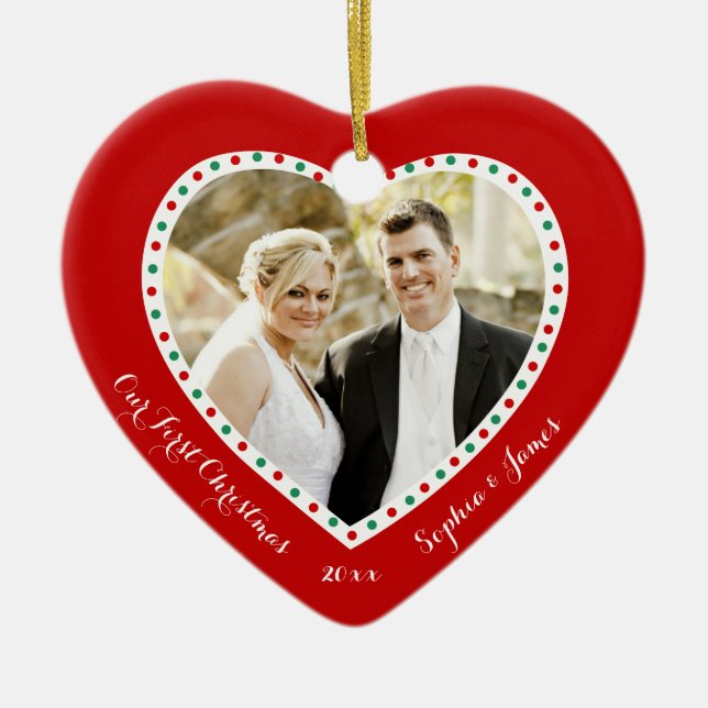 Red Heart Unser erstes Weihnachtsgeschenk Keramik Ornament (Vorne)