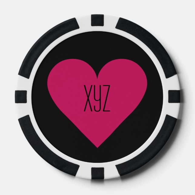 Red Heart Valentine Custom Poker Chips (Vorderseite)