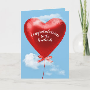 Red Heart Wedding Balloon Karte