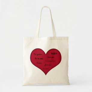 Red Heart Wedding mit mehreren Sprachen Tragetasche