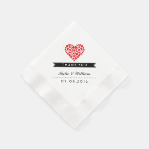 Red Heart Wedding Paper Napkin Serviette