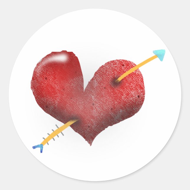 Red Heart Wedding Runder Aufkleber (Vorderseite)