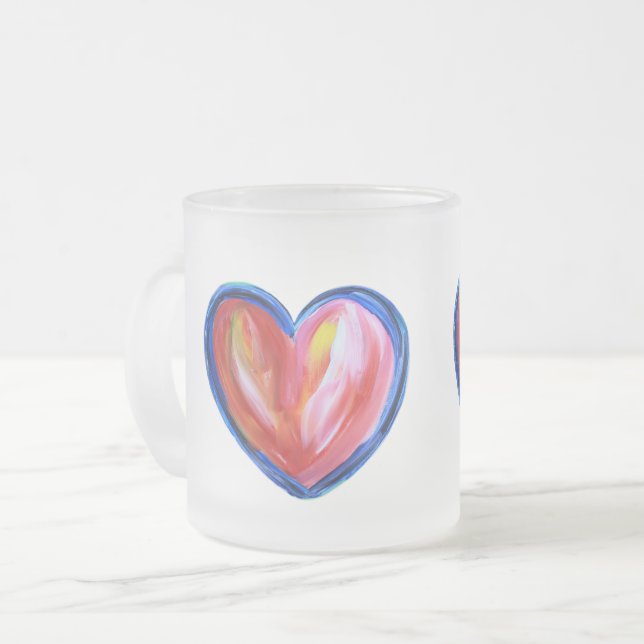 Red Heart with Hope Art Custom Coffee Cups Mattglastasse (Vorderseite Links)
