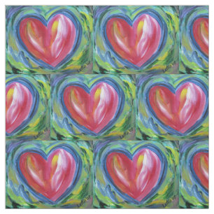 Red Heart with Hope Custom Fabric Art Material Stoff