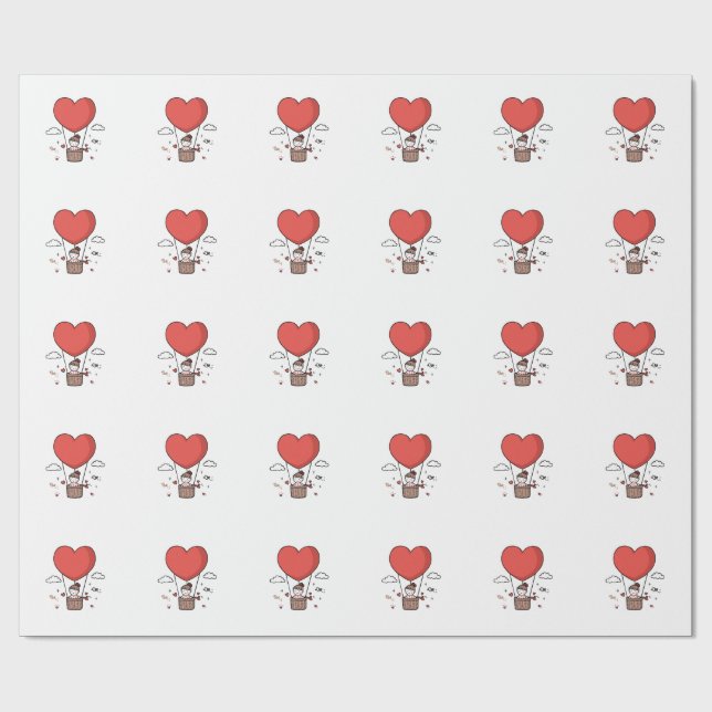 Red Heart Wrapping Paper – Romantic Valentine’s Gi Geschenkpapier (Flach)