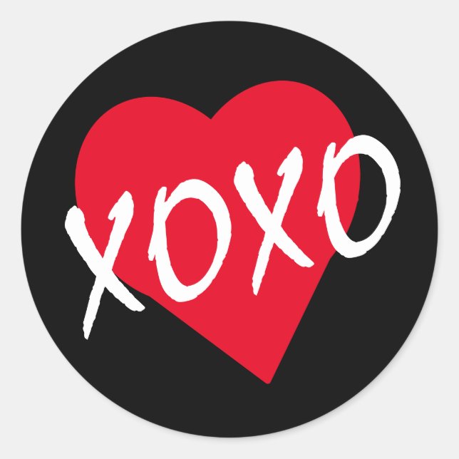 Red Heart XOXO Valentine's Day Simple Classic Runder Aufkleber (Vorderseite)