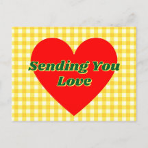 Red Heart Yellow Gingham Romantisches Geschenk