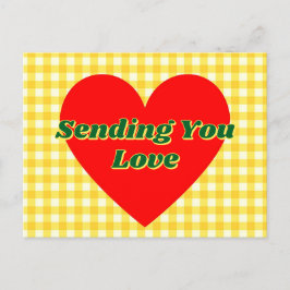 Red Heart Yellow Gingham Romantisches Geschenk Postkarte