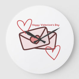 Red Hearth Happy Valentine's Day Große Wanduhr