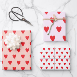 Red Hearts Abstrakt Handgezeichnetes Boho Style Mu Geschenkpapier Set