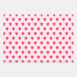 Red Hearts Abstrakt Handgezeichnetes Boho Style Mu Geschenkpapier Set