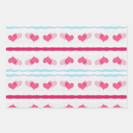 Red Hearts Abstrakt Handgezeichnetes Boho Style Mu Geschenkpapier Set