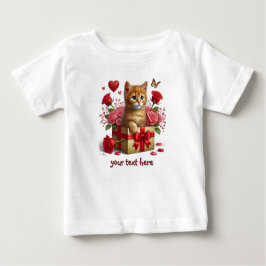 Red Hearts and Rose Ingwer Kitten Valentinstag Baby T-shirt