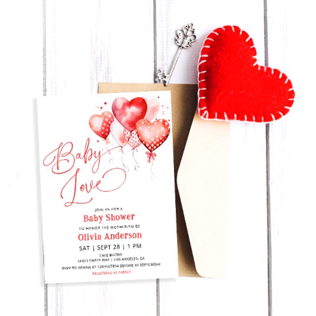 Red Hearts Baby Liebe Valentine's Baby Shower Einladung (Von Creator hochgeladen)