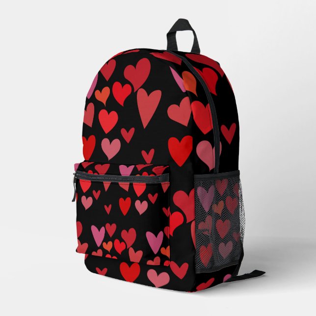 Red Hearts Bedruckter Rucksack (Rückseitige Ecke Rechts)