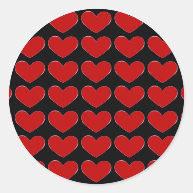 Red Hearts Black Background Liebe Hochzeit Runder Aufkleber (Vorderseite)