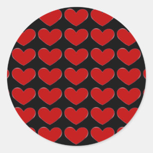 Red Hearts Black Background Liebe Hochzeit Runder Aufkleber