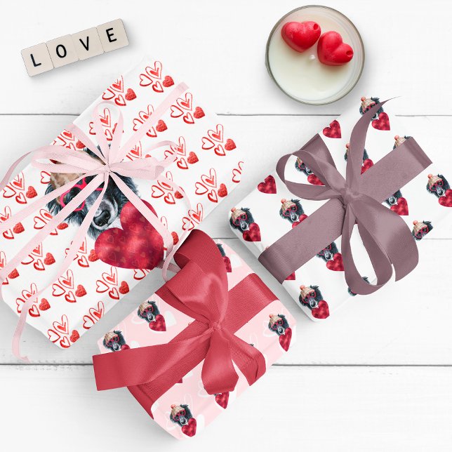 Red Hearts Border Collie Dog Lover Valentines Gesc Geschenkpapier Set (Von Creator hochgeladen)