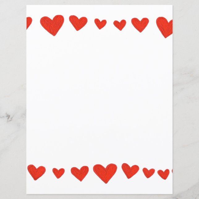 Red Hearts Border on White Scrapbook Paper (Vorderseite)