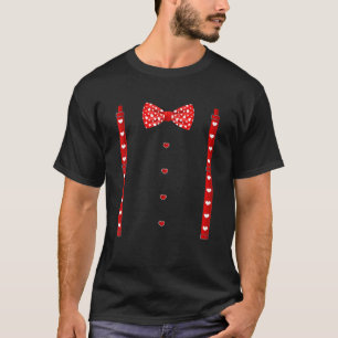 Red Hearts Bow Krawatte Suspenders Valentinstag Co T-Shirt