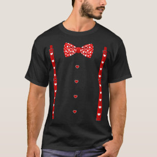 Red Hearts Bow Krawatte Suspenders Valentinstag Co T-Shirt