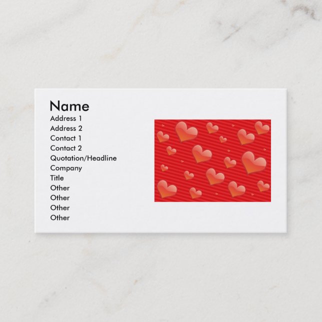 Red Hearts Business Card Visitenkarte (Vorderseite)
