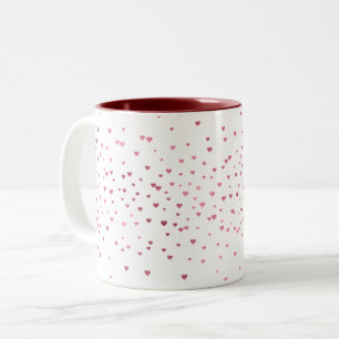 Red Hearts Confetti Zweifarbige Tasse