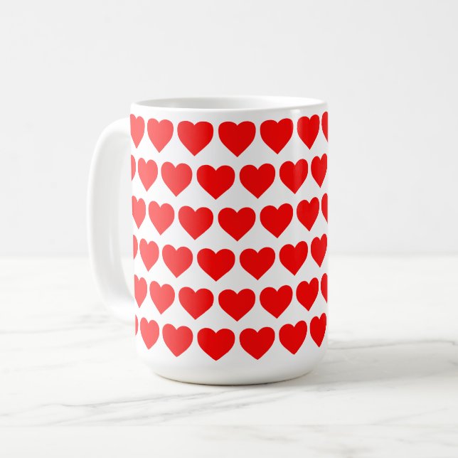 Red Hearts design pattern valentine love Kaffeetasse (Vorderseite Links)