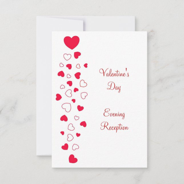 Red Hearts Design Valentinstag Hochzeitsempfang Einladung (Vorderseite)