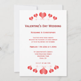 Red Hearts Design Valentinstag Wedding Einladung