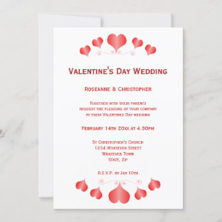 Red Hearts Design Valentinstag Wedding Einladung